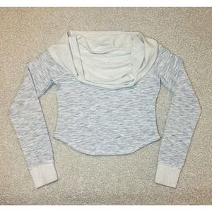 Free People Movement Cowl Neck Sweater-Gray and Cream-Medium